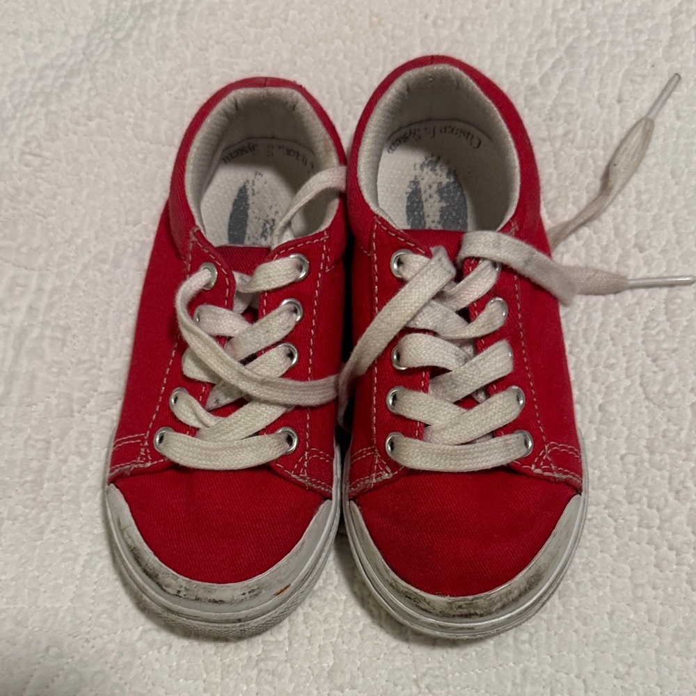 Footmates Kids Red Canvas Lace-Up Sneakers Size 7 Toddler